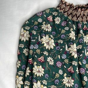 Green flower print dress